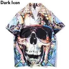 Dark Icon Skull Shirts Men 2020 Summer Fashion Hip Hop Shirt Beach Hawaiian Shirts For Men Streetwear Clothing