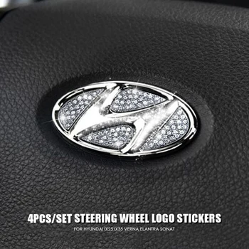 

Steering Wheel Emblem Logo Rhinestone Car Stickers Badge Decals Car styling for Hyundai ix25 ix35 Verna Elantra Sonata