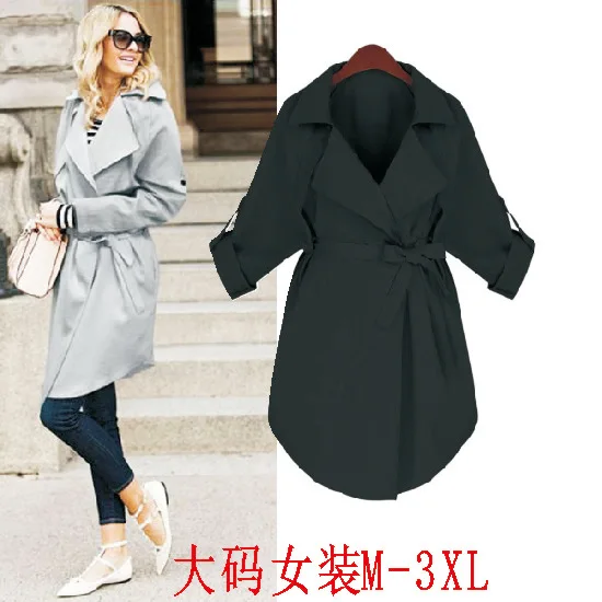 

2019 Europe And America New Style Large Size Dress Elegant Goddess-Style Lace-up Coat British Style Mid-length Waist Hugging Tre