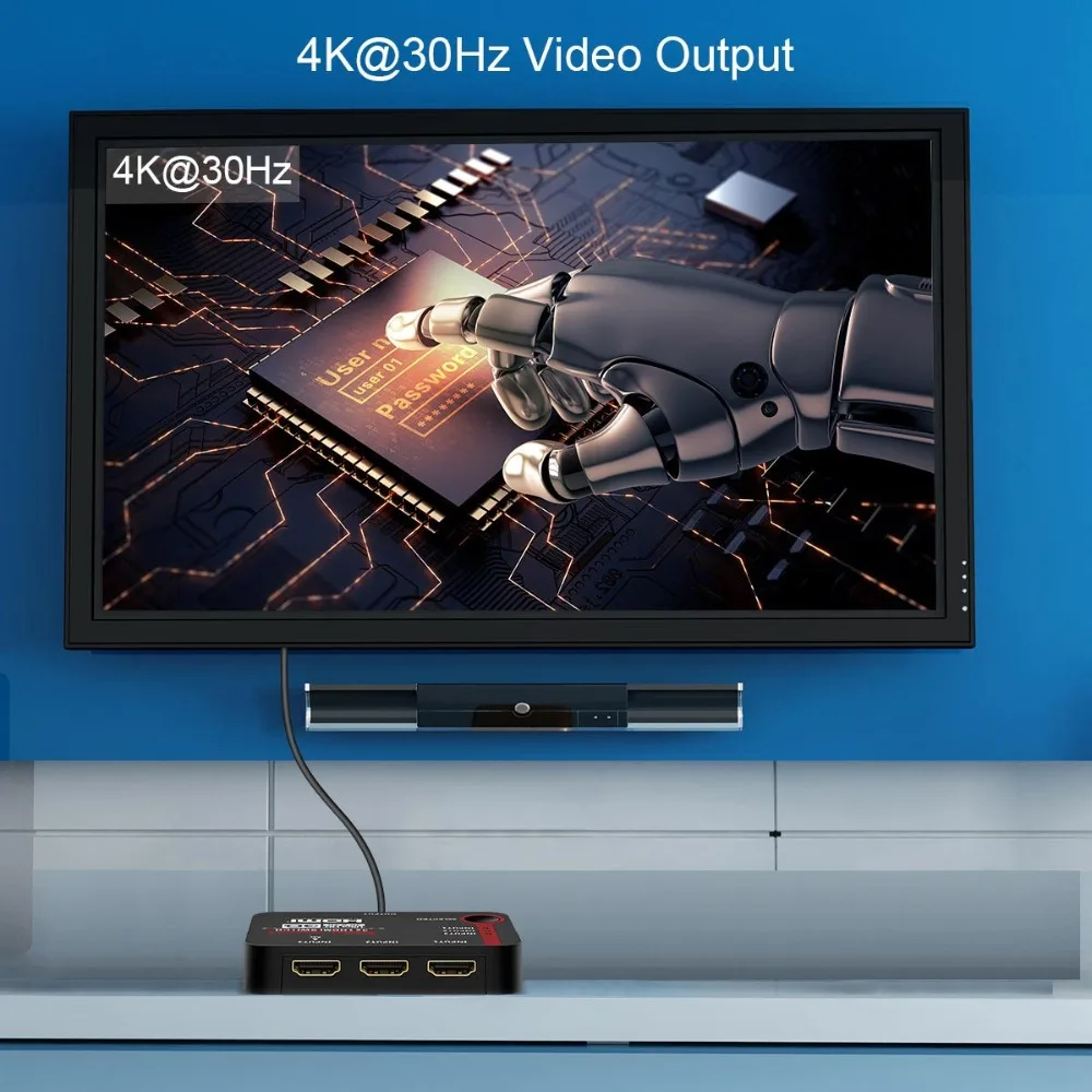 Автоматический переключатель 3 порта Ultra HD 4K видео HDMI коммутатор 3 в 1 выход HDMI коммутатор 3x1 ИК пульт дистанционного управления для 4K ТВ HD ТВ PS3 PS4 DVD