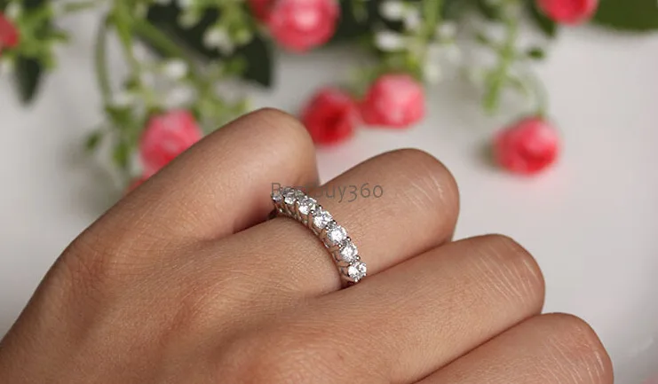 0.7ct кольцо с бриллиантом из стерлингового серебра 925 пробы, женское стильное большое Ювелирное кольцо с 7 бриллиантами, размер браслета, настраиваемый(JSA