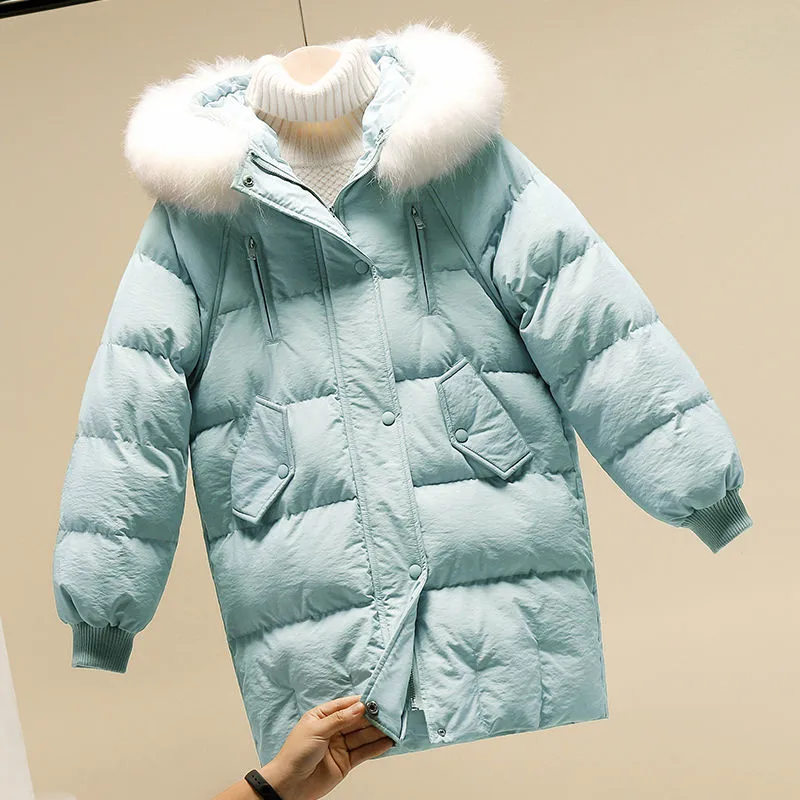 Winter Jacket Women Big Fur Hooded Thick Down Parkas Female Warm Outwear 2020 New Cotton Padded Coat AH488 | Женская одежда