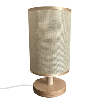 

Solid Wood Decoration Accessories Hotel Easy Install Table Lamp Home Beside Lights Cafe Cover Simple Bedroom Night Linen Fabric