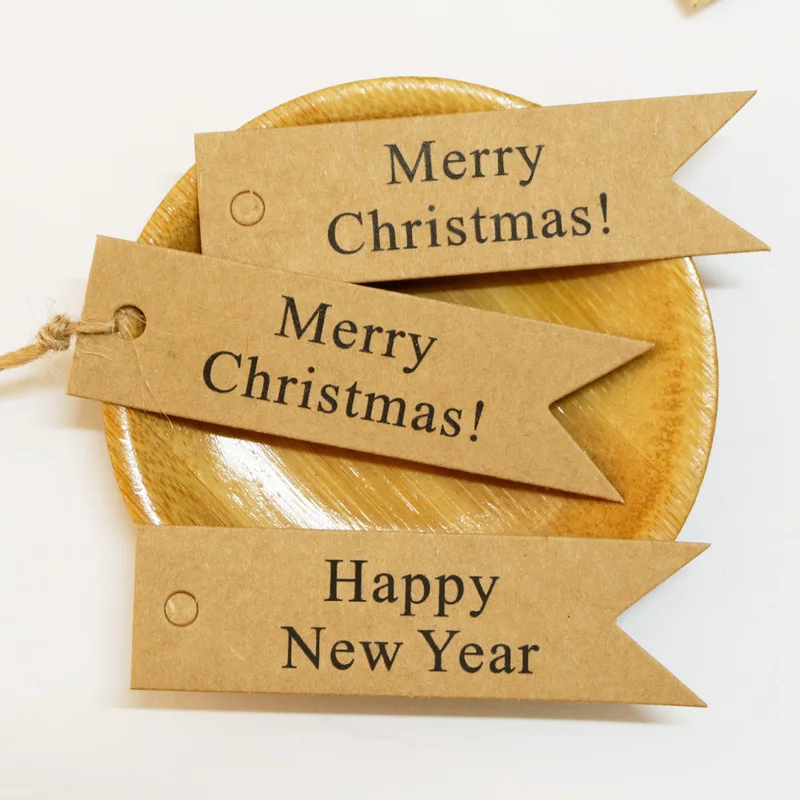 

50pcs Best Paper Gift Cards Kraft Paper Hang Tags Dovetail Shape Merry Christmas Xmas Packaging Gift Bookmark Wrapping Decor