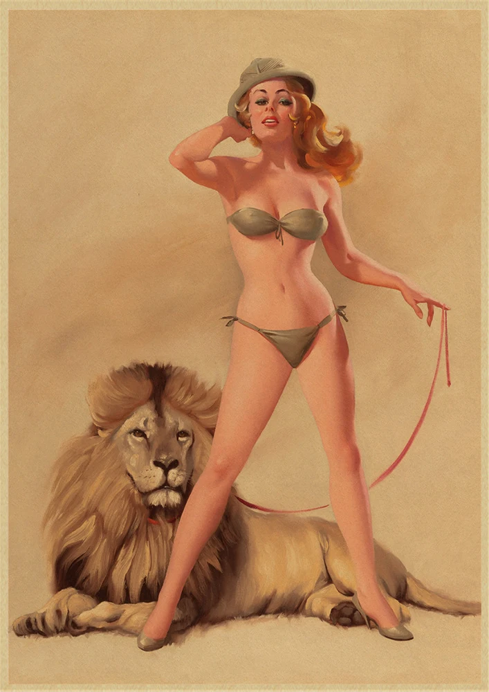 Retro Poster Verleidelijke Meisje Wereldoorlog Ii Sexy Pin Up Girl Vintage Poster Wanddecoraties Home Decor Frameloze 42*30Cm