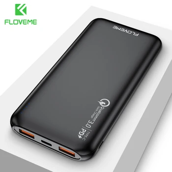 

FLOVEME Quick Charger 3.0 Power Bank 10000mAh Portable Charging 3 input PowerBank USB External Battery Charger For Xiaomi Mi 9 8