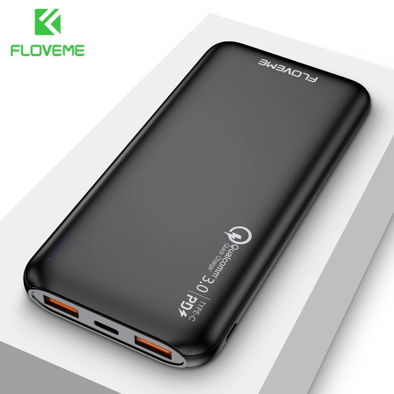 FLOVEME USB внешний аккумулятор 10000 мАч портативное зарядное устройство 3 входа для