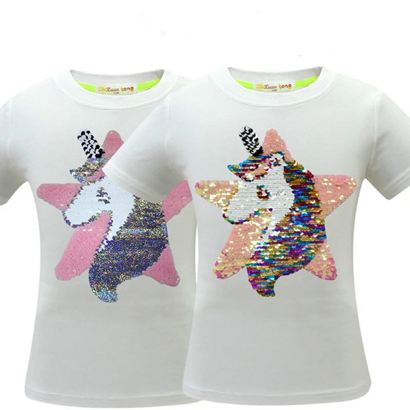 Unicorn-Girl-T-shirt-Children-s-Short-sleeved-Cotton-Double-sided-Sequins-Patterns-Tops-Variable-Double.jpg_640x640 (2)