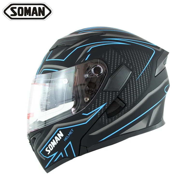 

Hot Selling Soman Fanned Horse Motorcycle Helmet K5-Combination Helmet Double Lens Modular Helmet Dot Sm955