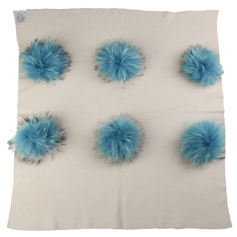 beige lake blue Geebro/теплое кашемировое Пеленальное Одеяло для новорожденных и детей постарше; одеяло для сна для путешествий с 6 натуральным мехом енота; постельные пеленки с помпоном - Цвет: beige lake blue