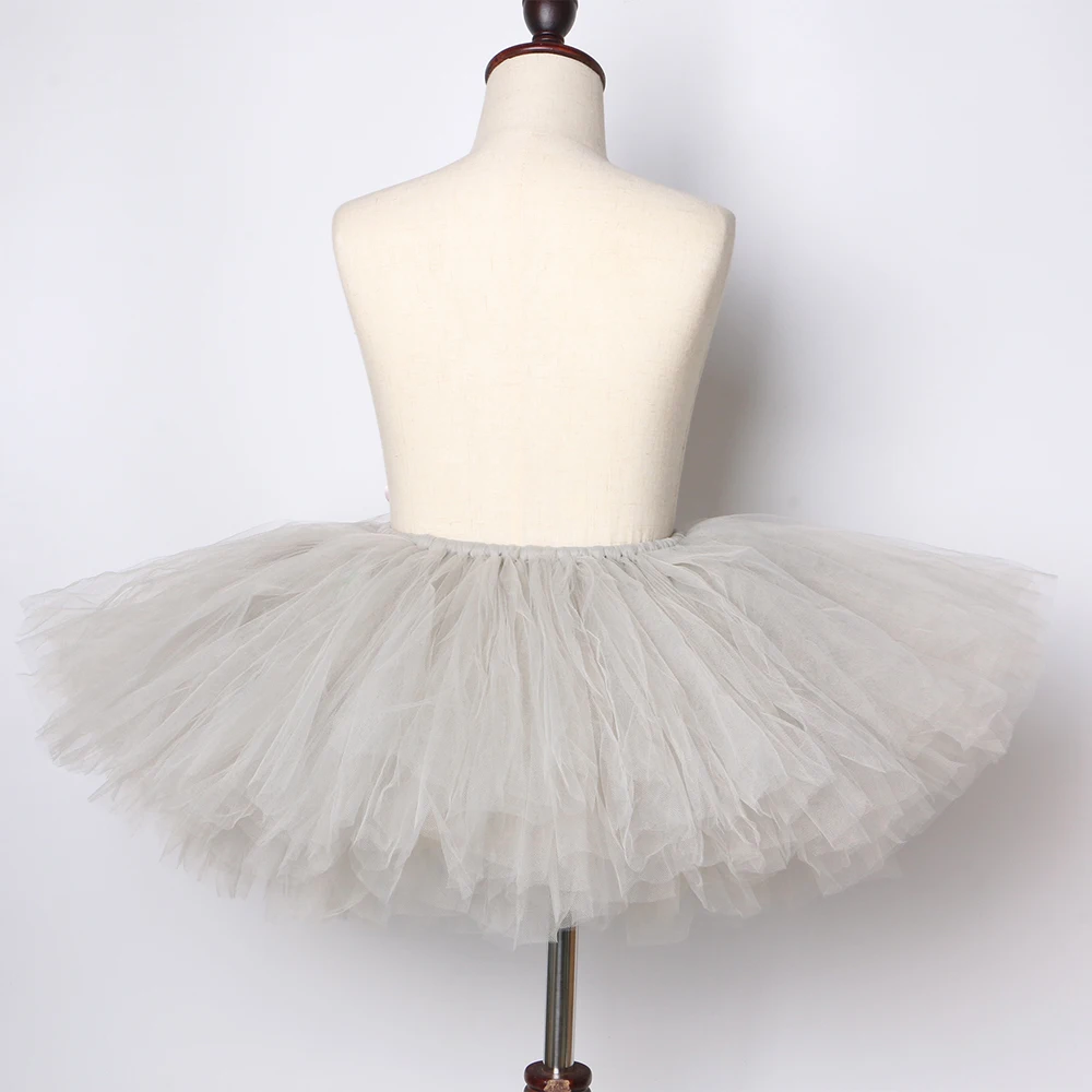 Серая юбка-пачка для девочек пышная детская Тюлевая юбка ручной работы детская балетная юбка-американка для танцев Праздничная юбка-пачка для маленьких девочек 1-14 лет