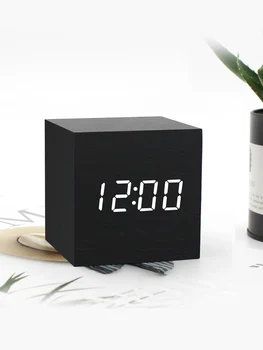 

Luminous Wood Digital Electronic Alarm Clock Square Creative Minimalist Silent Alarm Clock Fashion Modern Bedroom Decor MM60NZ