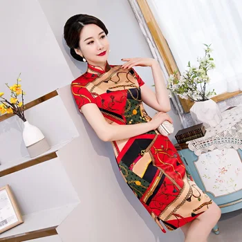 

2020 manufacturers selling short silk qipao dress young fashionable daily improvement of A pendulum cultivate morality