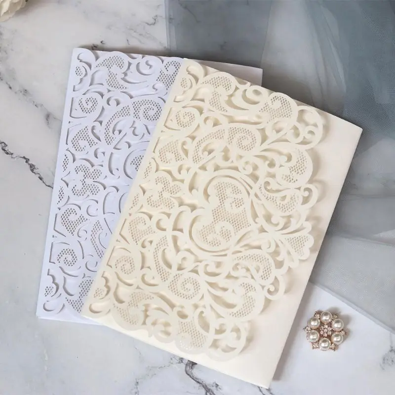  10pcs 3D Pop up Wedding Invitation Cards Laser Cut with envelope for Wedding E65B - 4.00036E+12