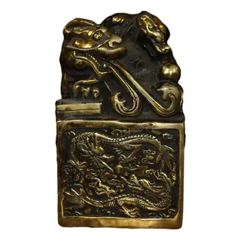 

LaoJunLu Old Brass Inlaid With Precious Stones [Treasures Of The Supreme Emperor] Double Dragon Play Ball Dragon Turtle Jade