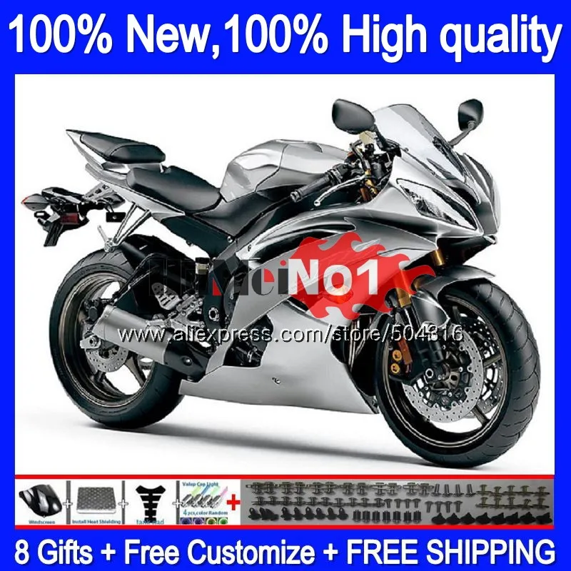 YZF600 для YAMAHA YZF-R6 YZF-600 YZF 600 R 6 37MC. 23 Блестящая серебряная YZF R6 YZFR6 2008 2009 2010 2011 2012 08 09 10 11 12 обтекатель