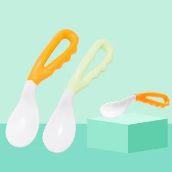 

Baby Feeding Spoon Solid Supplies Curved Spoon Children Tableware Drop Ship Baby Bending Training Spoon Set Plastic PVC Free