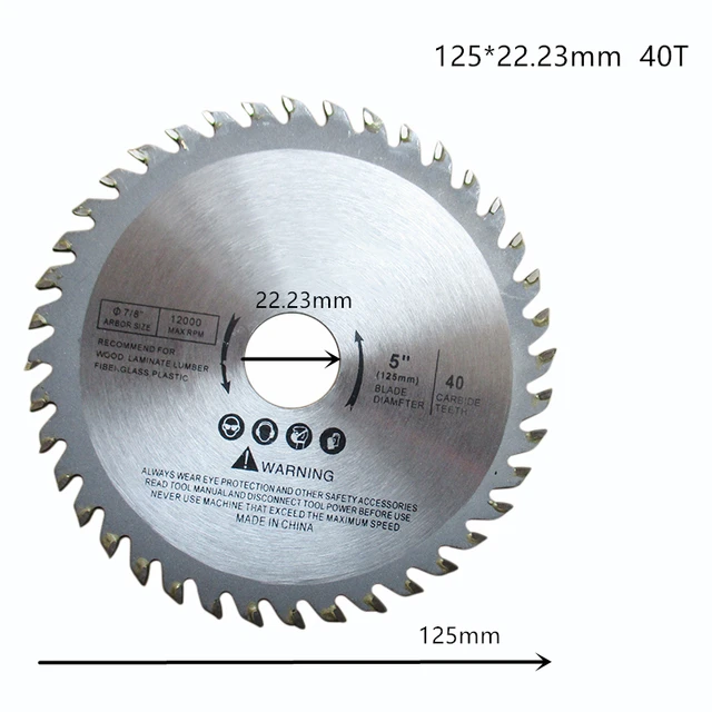 Disco de corte de madera para cortadora de madera, herramienta eléctrica multiherramienta para amoladora angular Makita, 40T, 115/125mm, 4/5 pulgadas 5