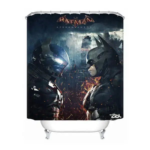 Shower Curtain На заказ Бэтмен Arkham Marvel Водонепроницаемый душ Шторы Главная Ванна Ванная комната s крючки полиэфирной ткани Multi Sizes180509-02-147 - Цвет: Shower Curtain