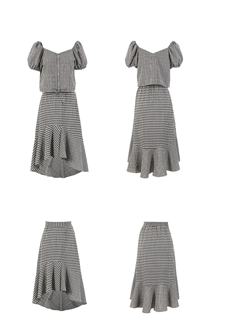 Только весна лето французский стиль Клетчатый костюм платье | 119107646