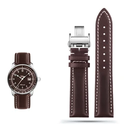 Blue Genuine Leather Watch Band Strap, 21mm/22mm - Premium Replacement Watch Strap Belt Bracelet - 20mm (B brown silver)