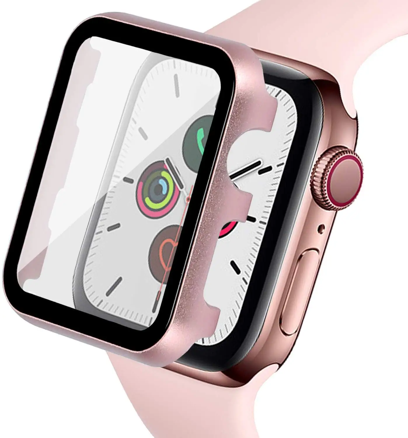 Защитный чехол для Apple Watch Series 5 4 3 2 1 40/44/42/38 мм с защитной металлической крышкой, жесткая тонкая ПЭТ пленка для iWatch