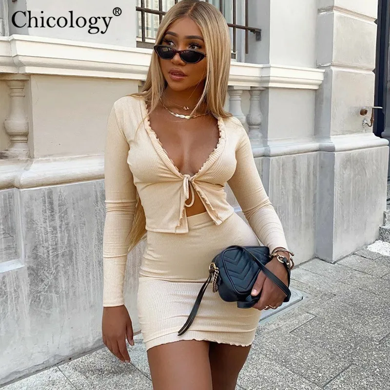 Chicology мягкий Модный комплект из 2 предметов на шнуровке укороченный топ с