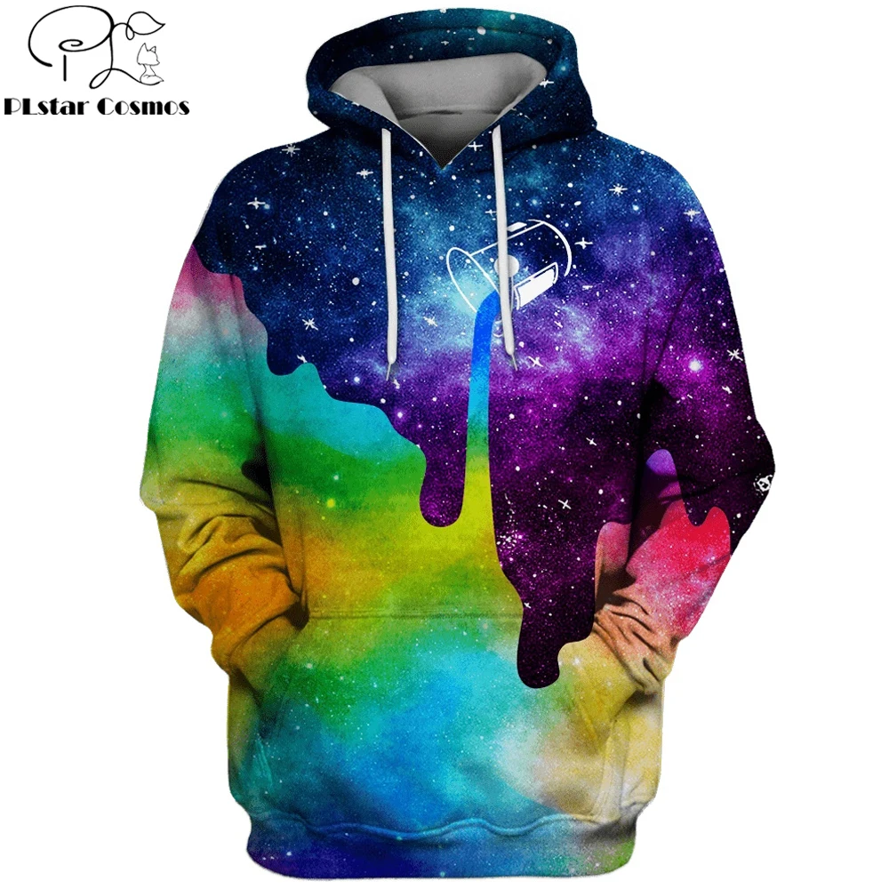 Модные мужские толстовки PLstar Cosmos 2019 с рисунком единорога радуги галактики 3d