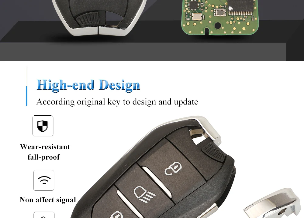 Keyforkess 434Mhz FSK 4A Chip Car Remote Key per Peugeot 3008 5008 2016 Citroen C3 C5 Smart Control Keyless Entry fob faro - Hb7b15ac07e264a07bdba61dae965d3abQ