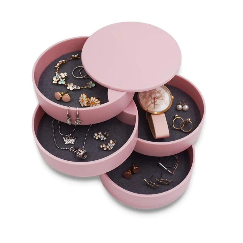 

4-Tier Jewelry Organizer Box Tower Rings Earrings Storage Box Holder Necklace Bracelet Display Tray 360-degree Rotating Case. /