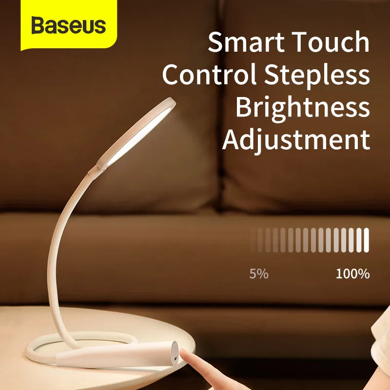 US $22.99 Baseus Flexible Hose Desk Lamp Foldable Dimmable Touch Table Lamps Universal 4000k Eye Protection Study Lamp Led Table Light