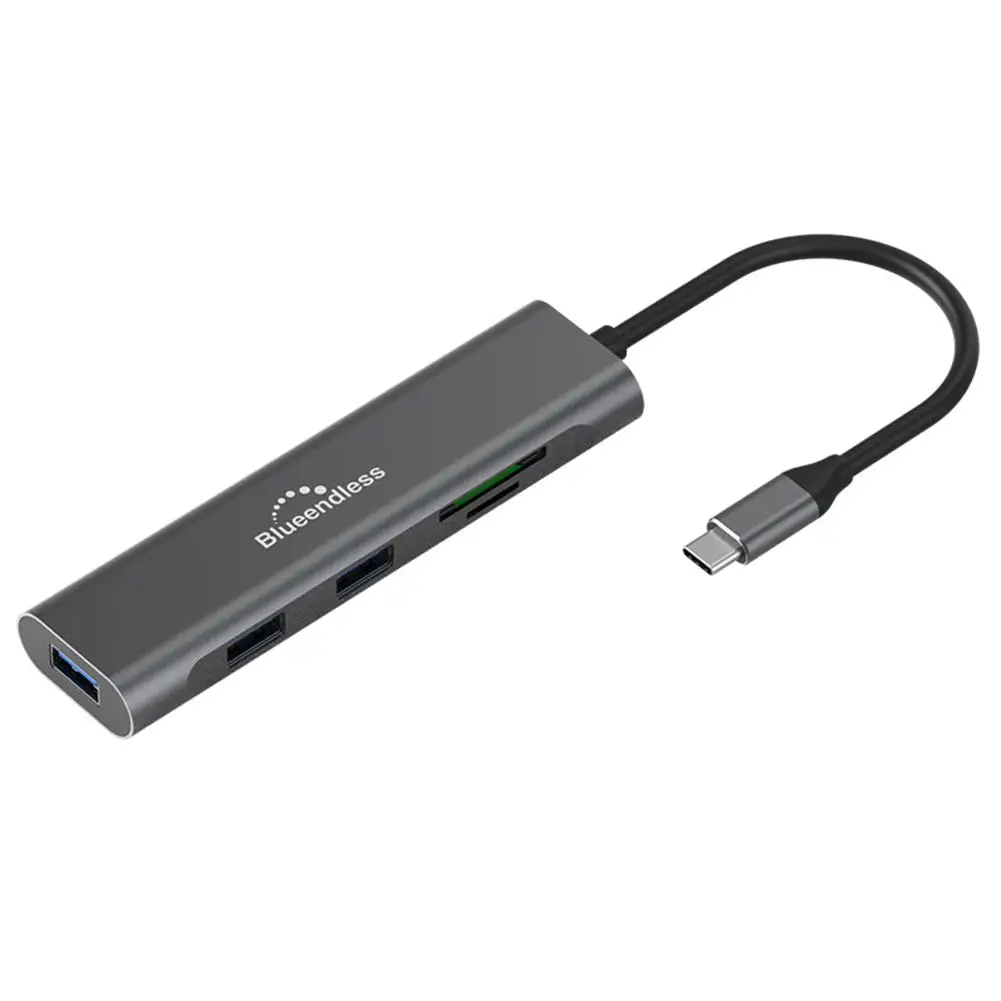 Blueendless док-станция USB/TYPE-C Многофункциональный(USB3.0*3+ SD карты памяти и слот для карты SD) 5-в-1 хаб-конвертер частоты 5Gbp/s