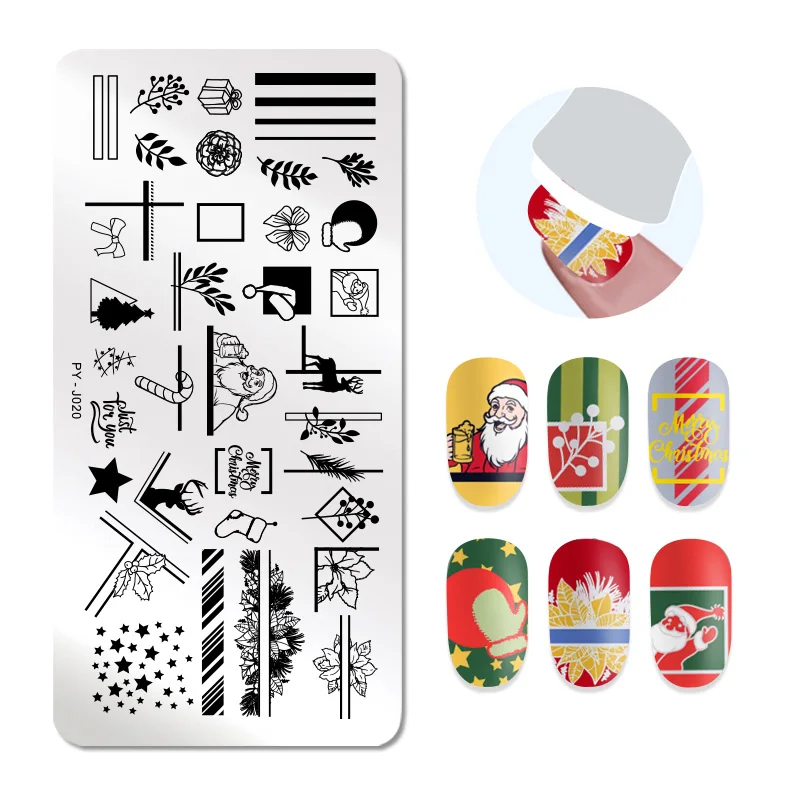 PICT You Christmas Plate Nail Stamping Plates Snowman Santa Claus Nail Art Image Plate Stencil Stainless Steel Nail Design