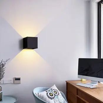 

Mirror Light 85-265V 3000-3200K Waterproof Outdoor Led Wall Lamp Square Aluminium Double-end Dimmable Light industrial