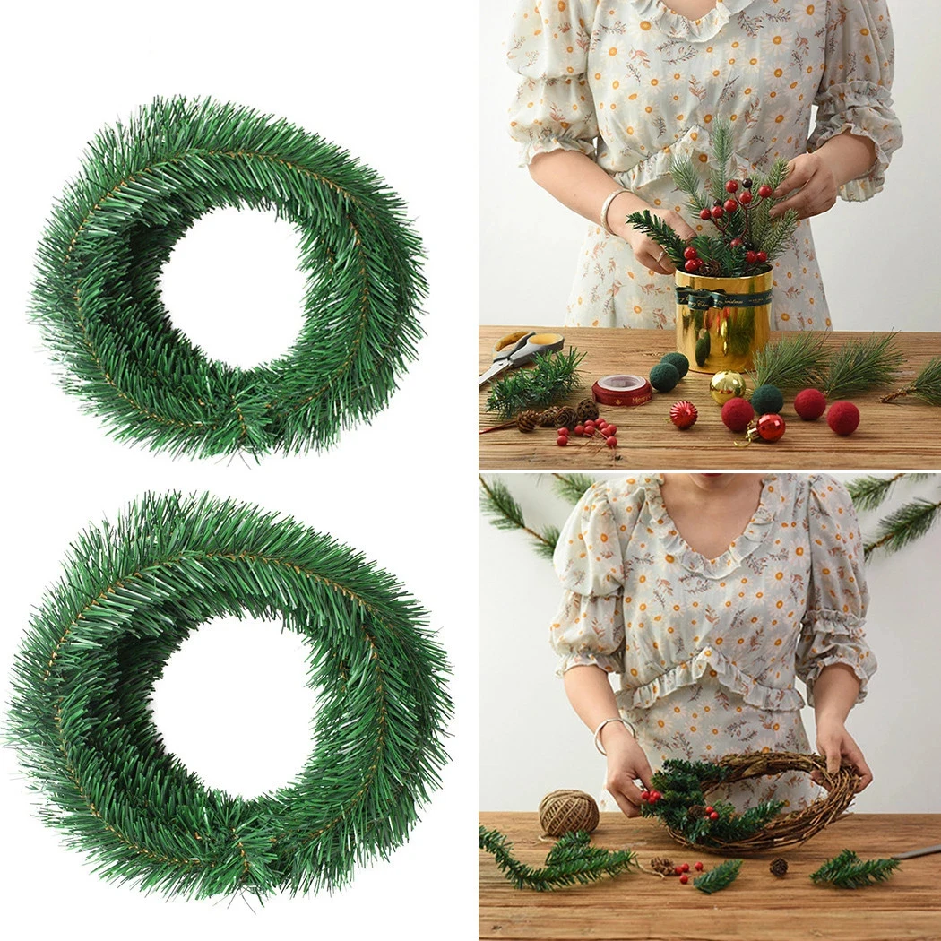 

Christmas Wreath Christmas Artificial Wreath Green Christmas Family Party New Yaer Decoration Kids Rattan Ornaments DIY Crafts