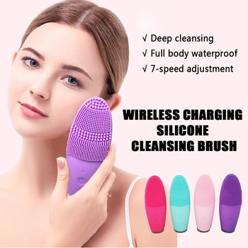

Face Cleansing Brush Wireless Charge Electric Silicone Sonic Vibration Massage Waterproof Pore Cleaner Skin Care Beauty Tools