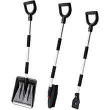 4-in-1 Stainless Steel DetachableRetractable Snow Shovel Brush Deicing Tool