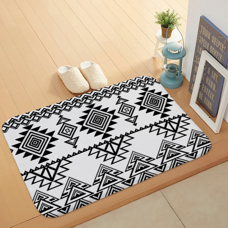 Black White Kilim Floor Mat Anti-slip Water Absorb Carpet Kitchen Door Toilet Tapete Rug Porch Doormat | Дом и сад