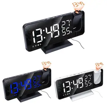 

Creative LED Digital Alarm Clock Watch Table Electronic Time USB Radio Desktop Up Snooze Function Clocks Wake Projector Ala P6Y9