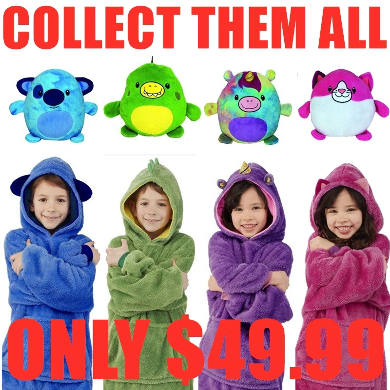 

4pcs Huggle Dinosaur Hooded Pets Sweatshirt Warm Hoodie Winter Hooded Coats Bathrobe Fleece Pullover For Children Christmas Gift