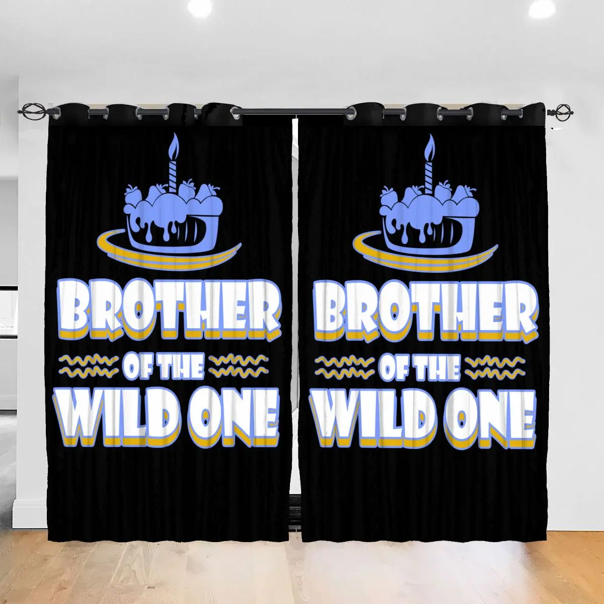 

Living Room Sun Block Curtain Brother Of The Wild One Happy Birthday Light Shading Bedroom Blackout Window Curtains 52x72In