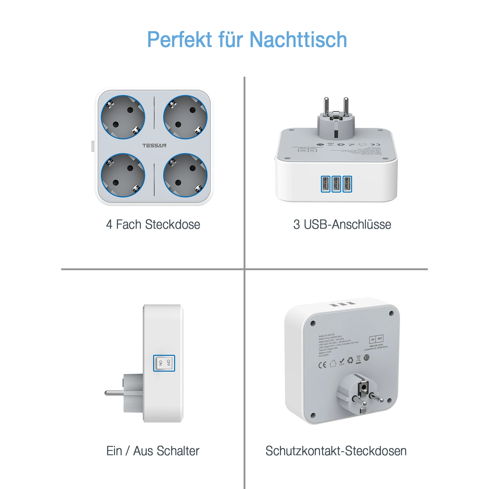 TESSAN-EU    , 1/3/4 AC ܼƮ  2/3 USB Ʈ  , Ȩ ǽ  ȣ