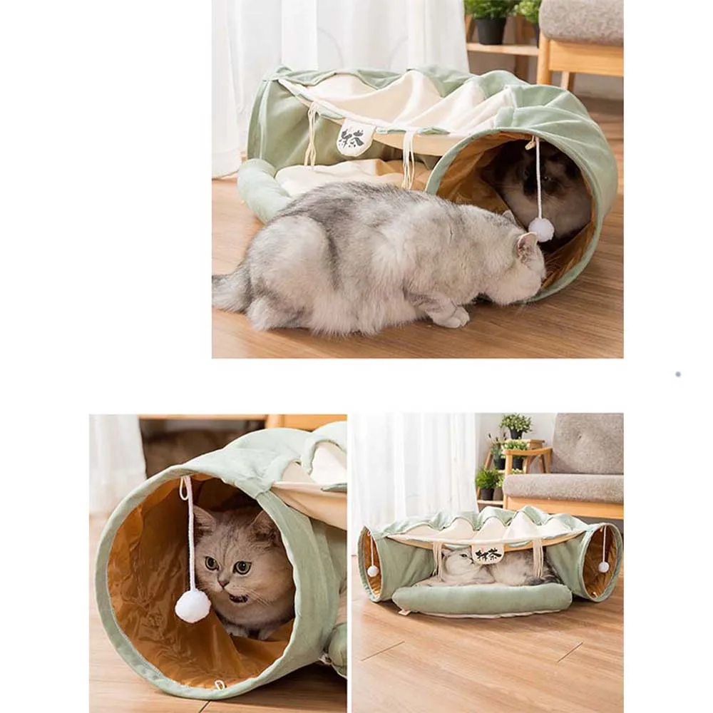 Забавная кошка кровать туннель складной кринкл Pet палатка котенок щенок хорьки