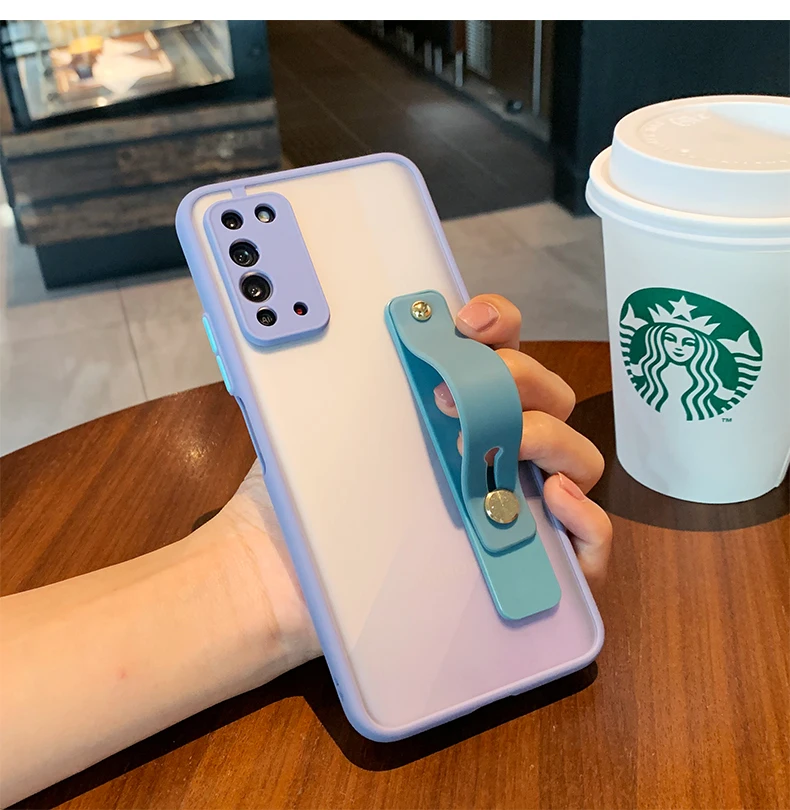 Матовый Прозрачный чехол с ремешком на запястье для Huawei Nova4 Nova5 Nova6 Nova7 SE Pro Lite Y5 Y6 Y7P