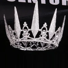 Свадебные короны в стиле барокко с золотыми и серебряными кристаллами, свадебные аксессуары