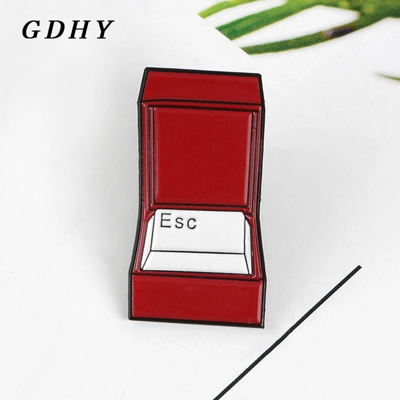 GDHY ESC клавиатура Ringbox Броши эмалированные булавки Забавный Escape лацкан рюкзак