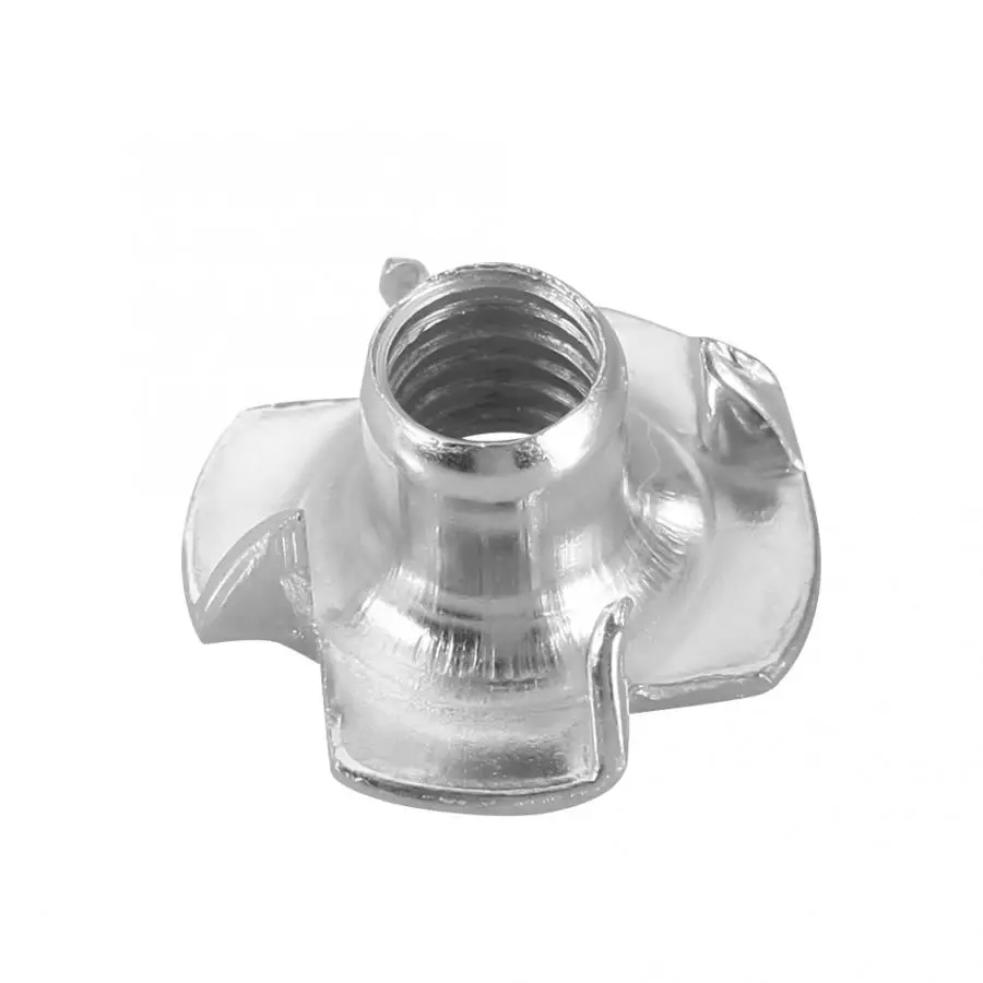 

cap nut 100pcs Zinc Plated Iron M6*9 Four Pronged T Nuts Blind Inserts Nut for Wood Furniture wood screw and nut