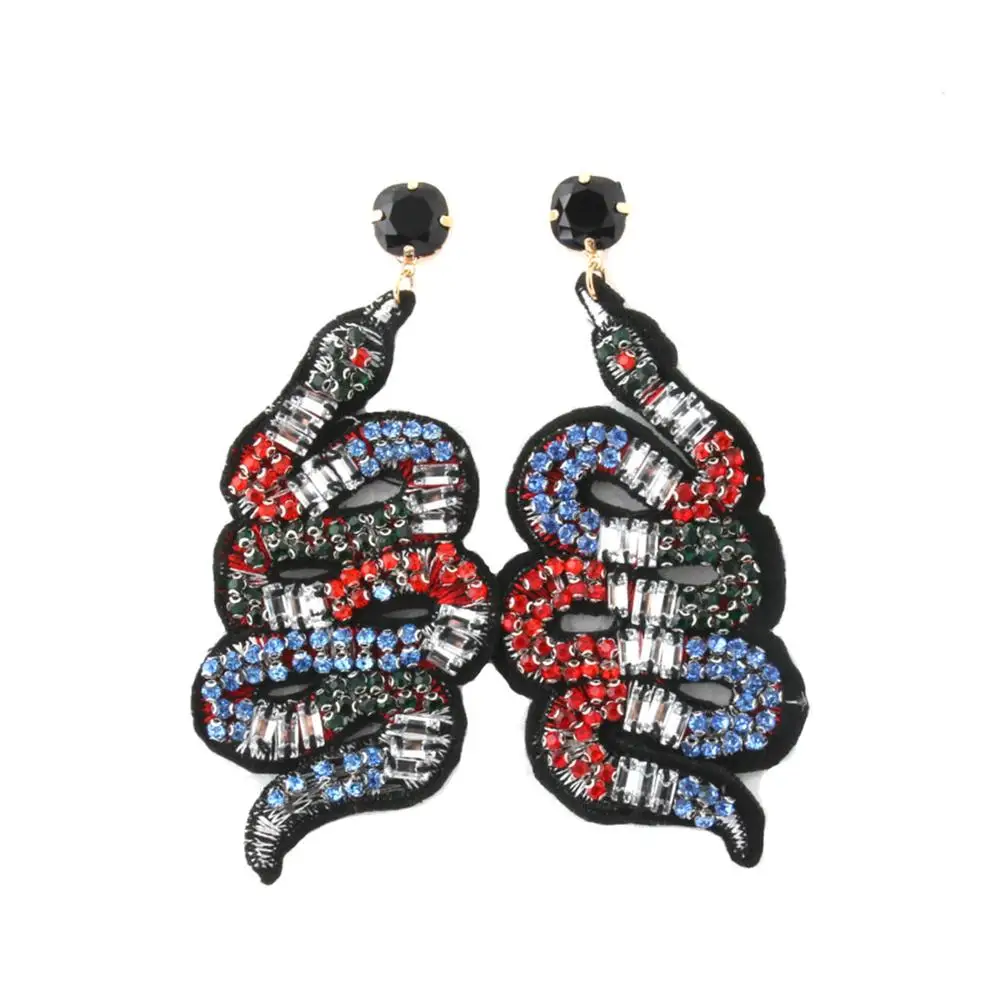 E0053-Black Zouchunfu Pendientes Aretes висячие серьги в виде змеи для женщин новые серьги Модные очаровательные Подвесные серьги массивные серьги - Окраска металла: E0053-Black