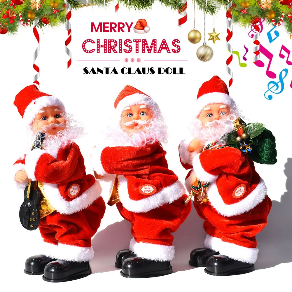 

Electric Christmas Santa Claus Toy Shake Hips Doll Music Gift for Children Kids QP2