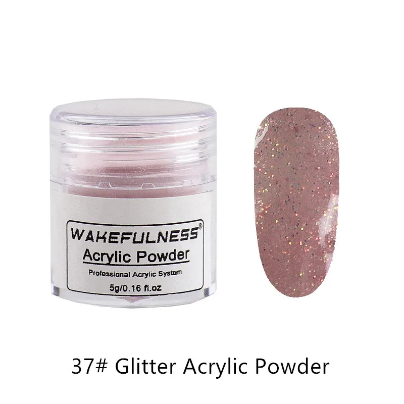 37Glitter Блестящая акриловая пудра, 5 грамм, розовый, красный, розовый цвета, акриловая пудра для ногтей, маникюрный набор, профессиональный аксессуар для ногтей - Цвет: 37Glitter